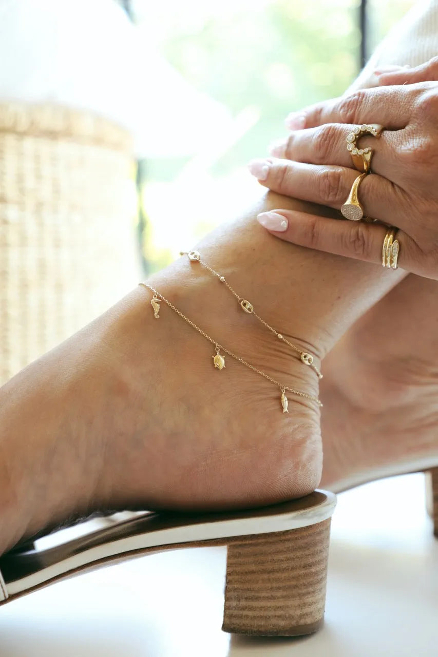 Seaside Charm Anklet — Anklets — Mama Bijoux fine jewelry