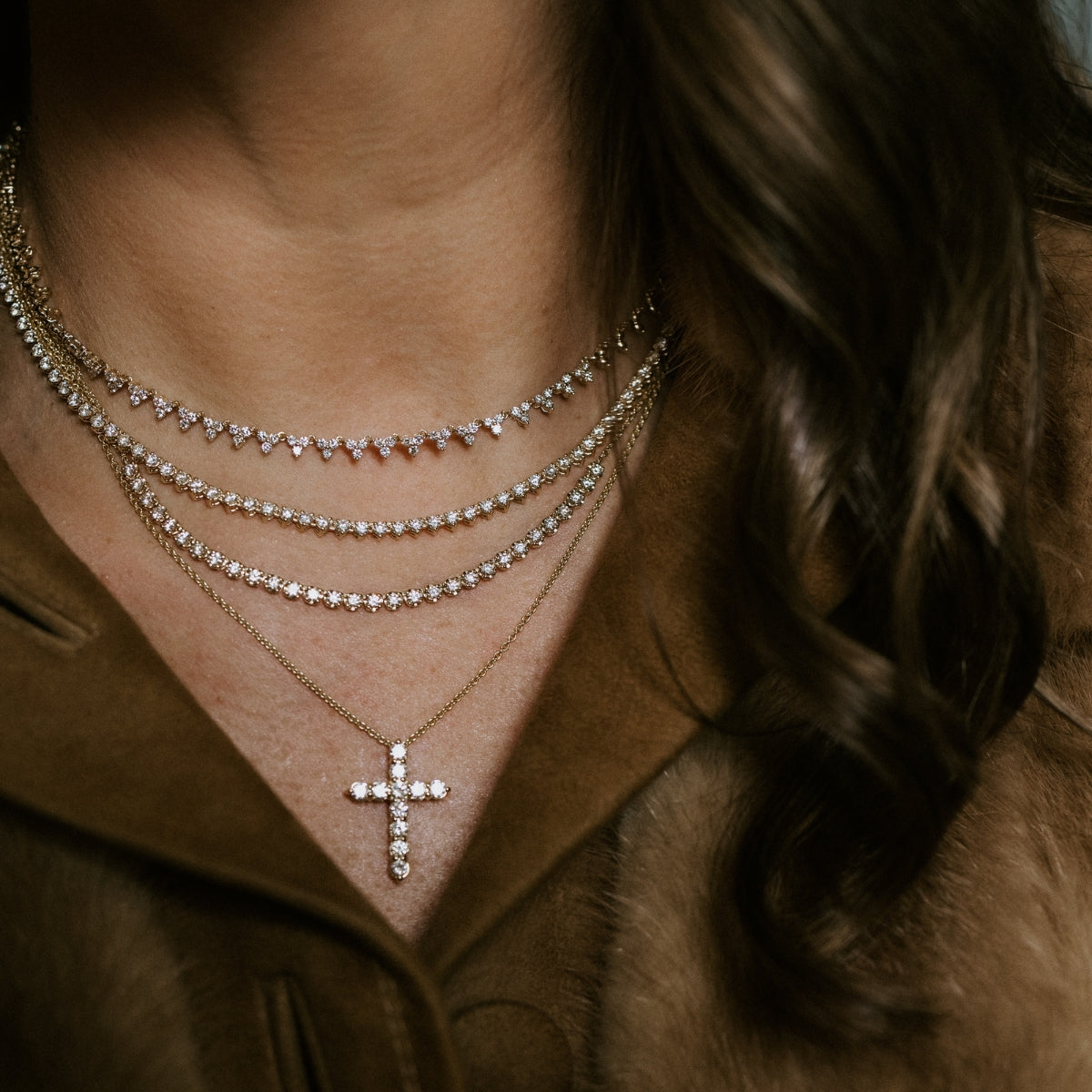 Your Forever Diamond Cross Necklace-Necklaces-Mama Bijoux