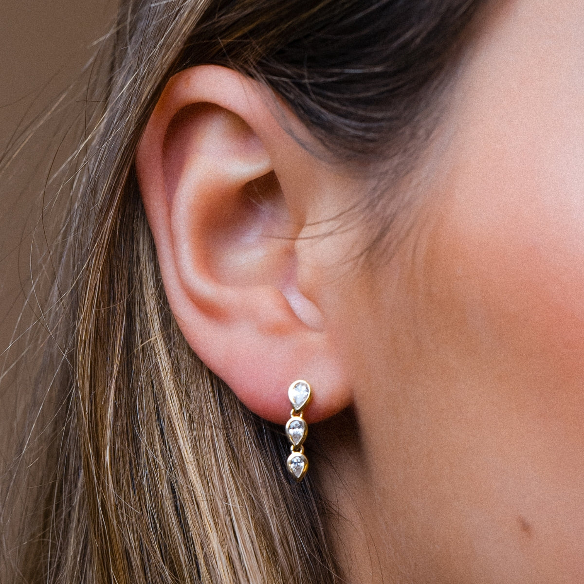 Fancy Bezeled Pear Drop Studs-Earrings-Mama Bijoux