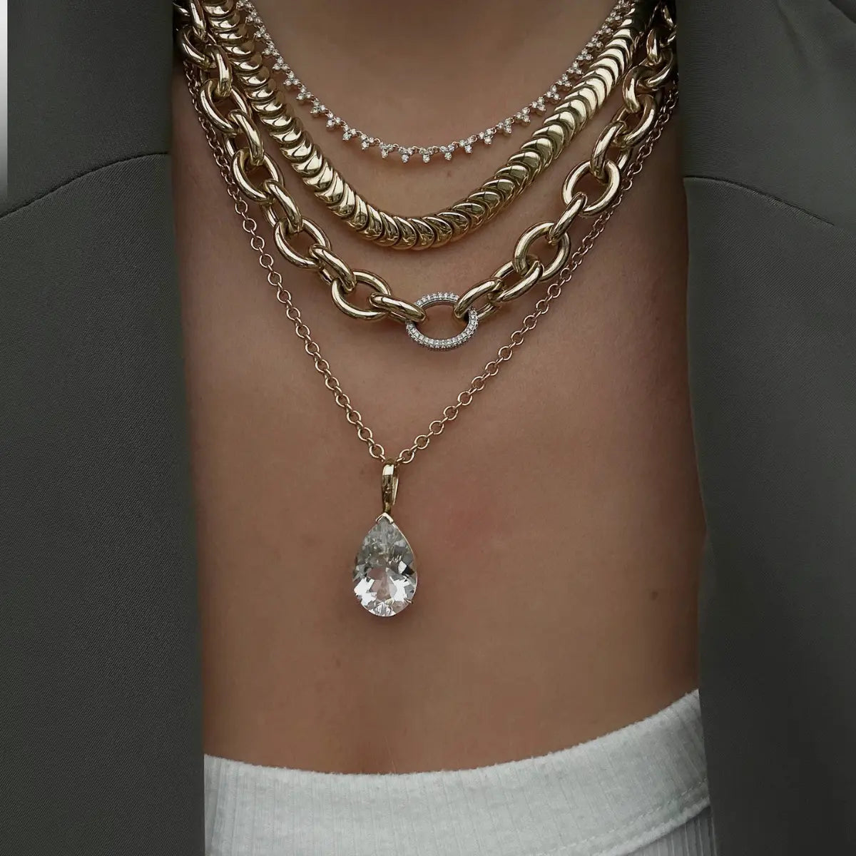 Classic Solid Gold Rollo Chain 16 inches-Earrings-Mama Bijoux