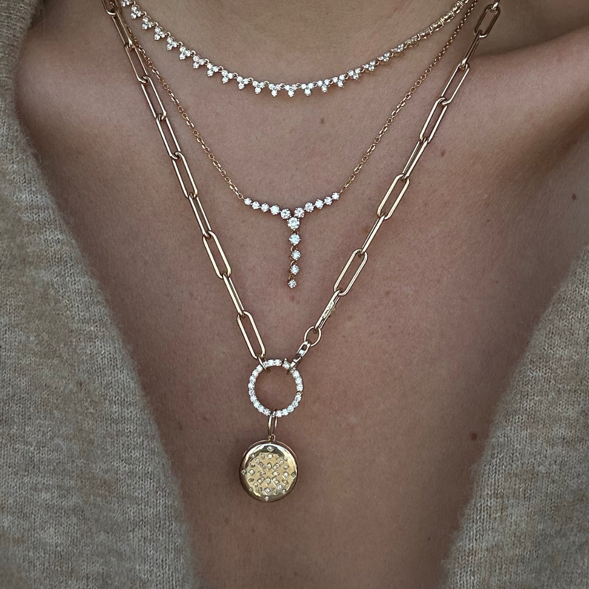 Round Diamond Charm Enhancer-Charms & Pendants-Mama Bijoux