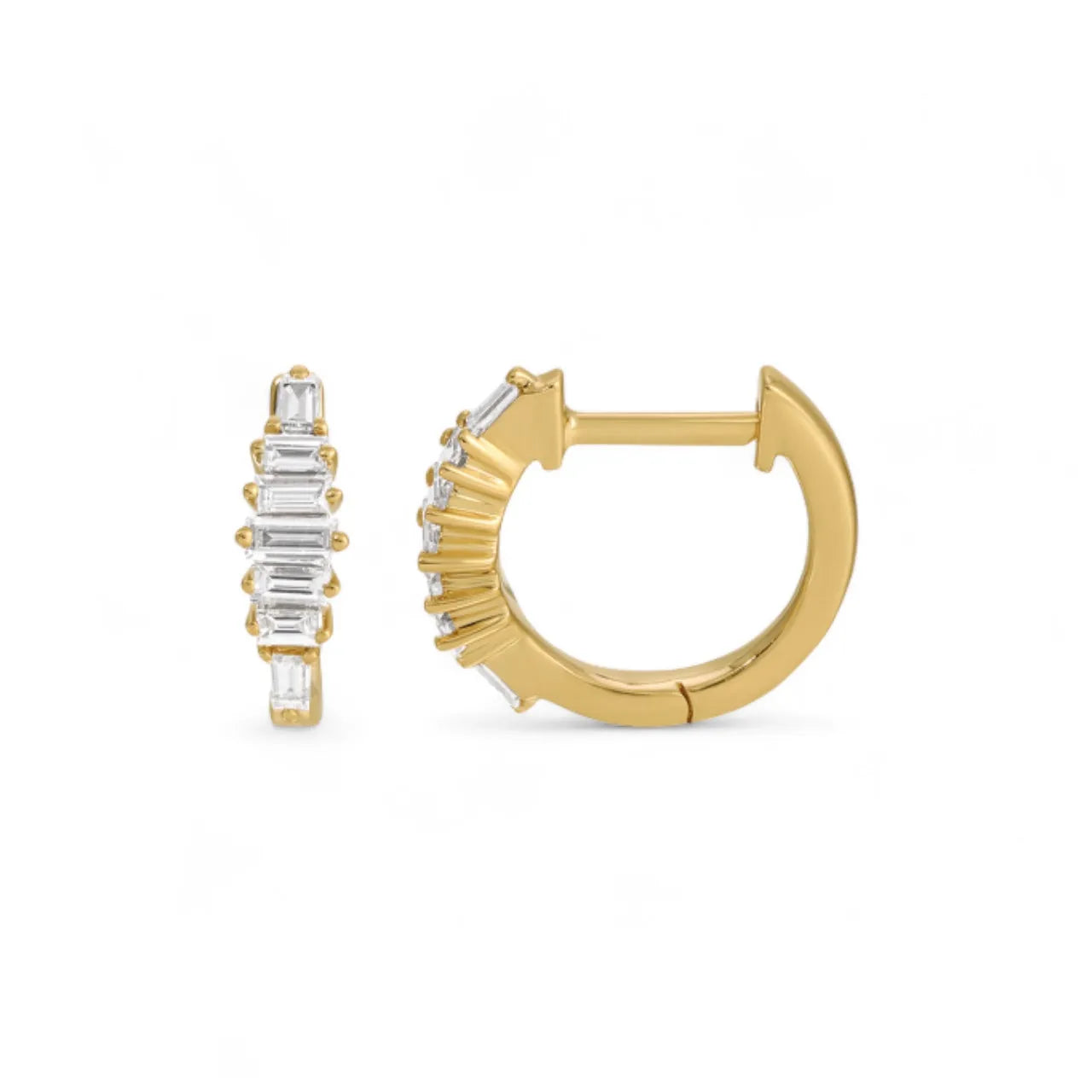 Showstopper Baguette Diamond Huggies — Earrings — Mama Bijoux fine jewelry