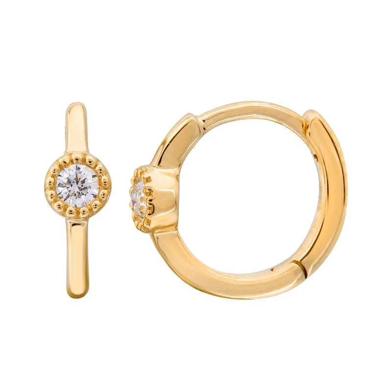 Single Diamond Mini Huggies — Earrings — Mama Bijoux fine jewelry