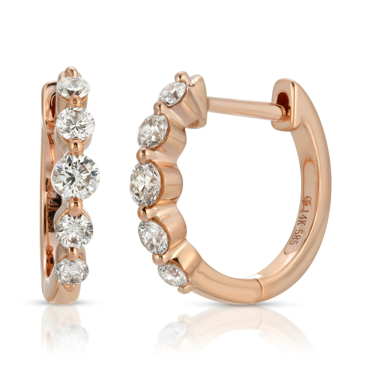 Single Prong Diamond Huggies — Earrings — Mama Bijoux fine jewelry