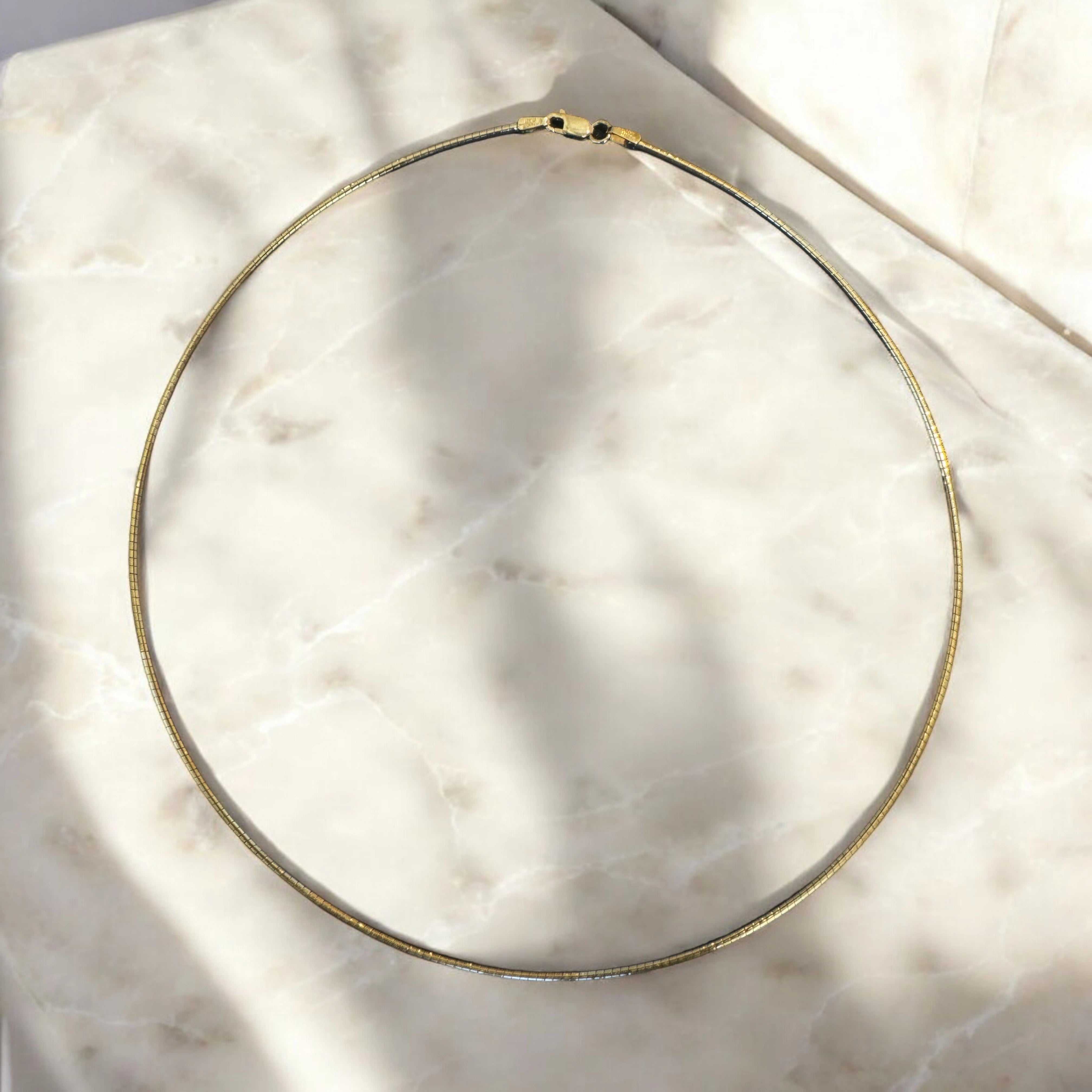 Solid 14k Yellow Gold Omega Chain Collar Necklace — Necklaces — Mama Bijoux fine jewelry