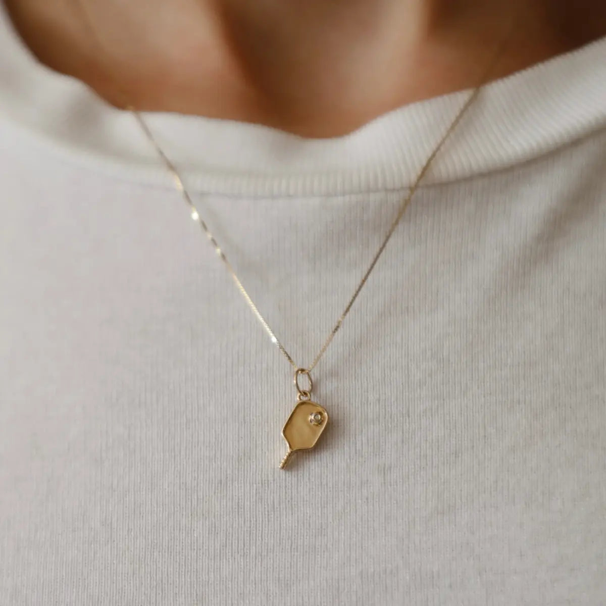 Mini Beach Club Pickleball Paddle Charm Mama Bijoux Fine Jewelry 14k yellow gold natural diamonds