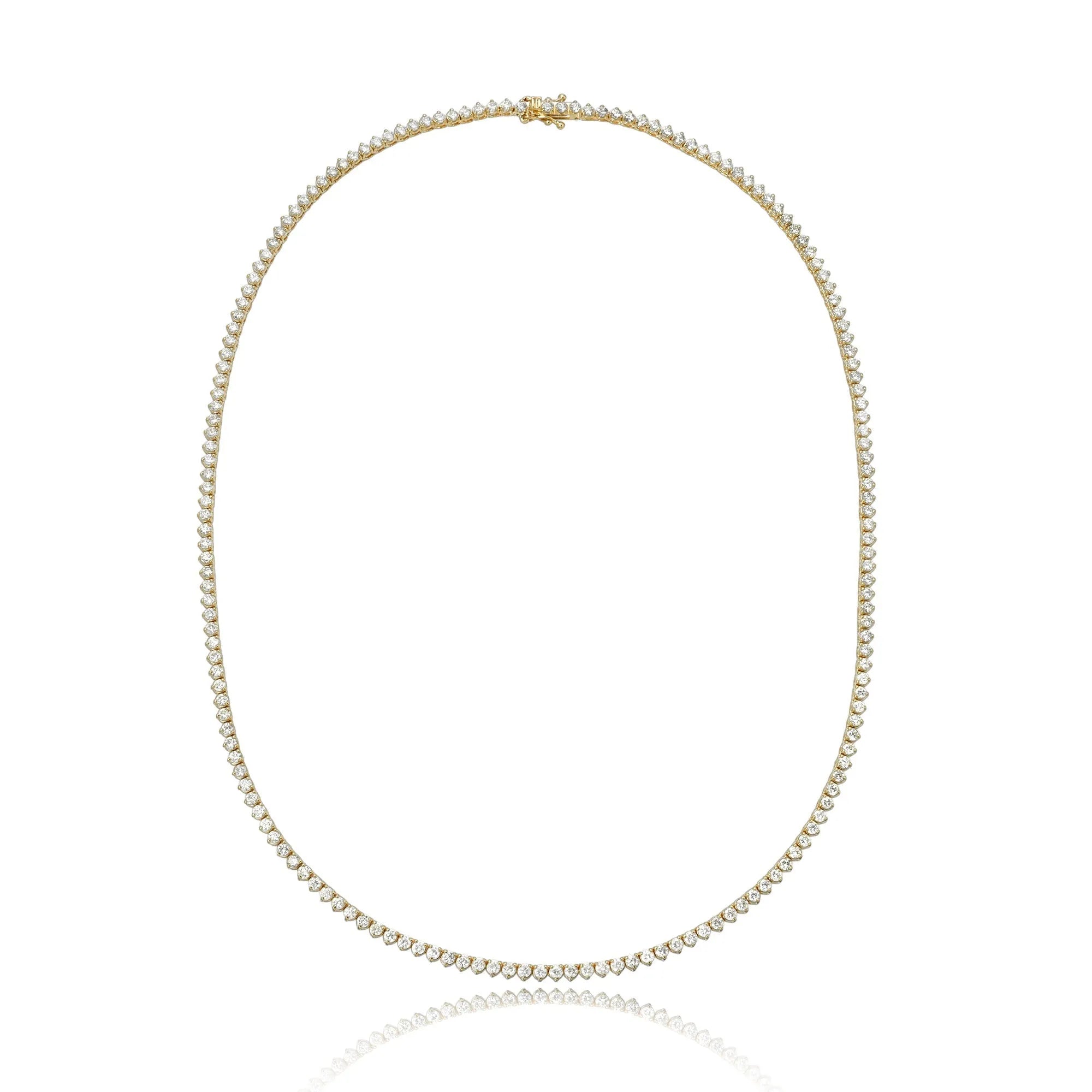 Three Prong Diamond Tennis Necklace (7.19ct) — Necklaces — Mama Bijoux fine jewelry