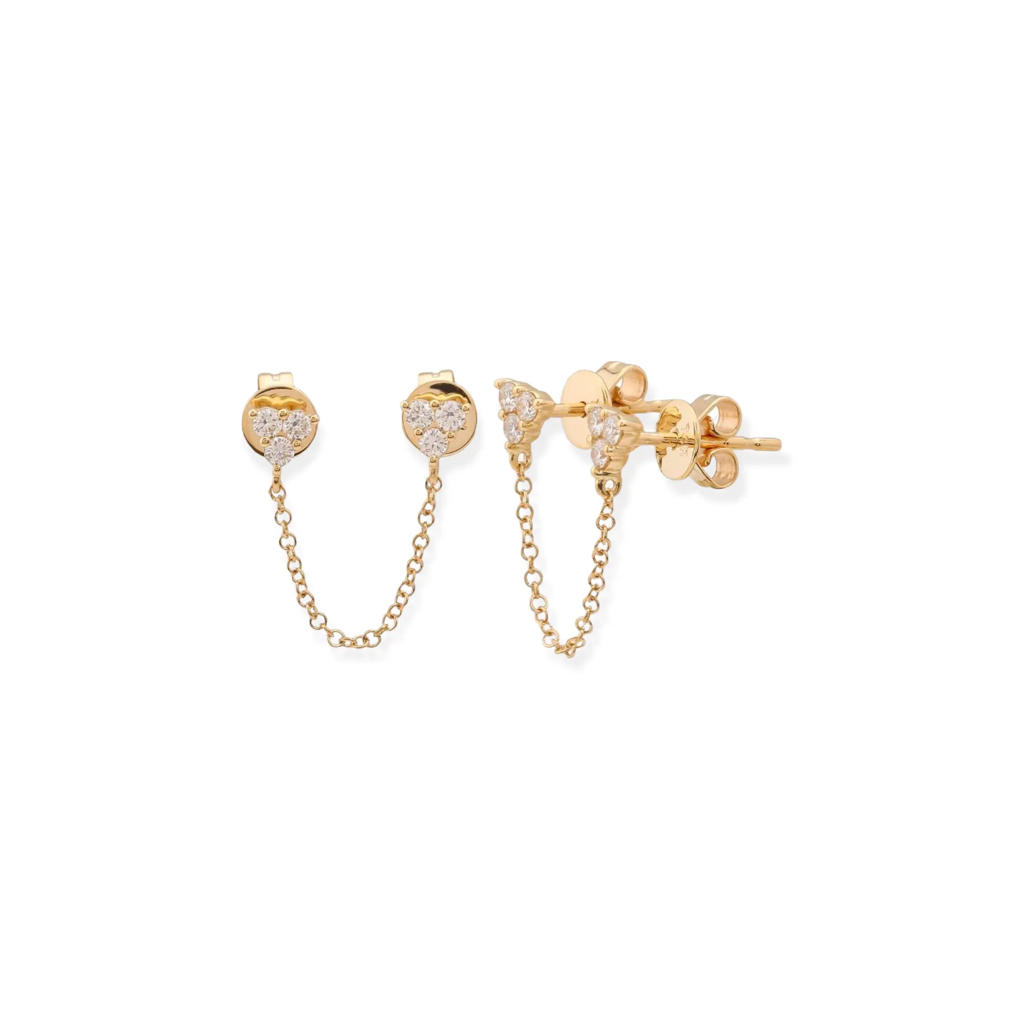 Diamond Trio Double Stud (Sold As Singles) — Earrings — Mama Bijoux fine jewelry
