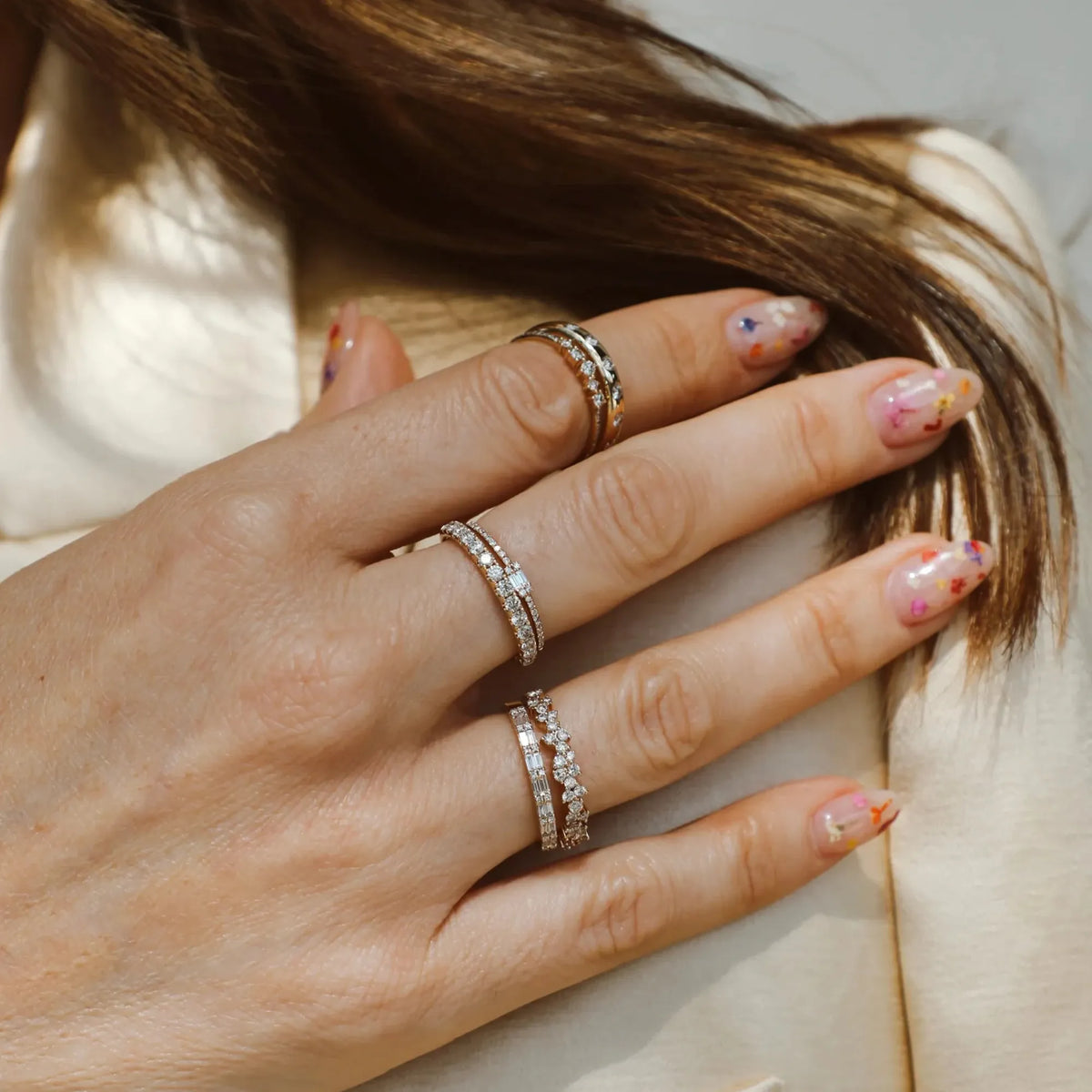 U Set Diamond Half Band (Larger Diamonds)-Rings-Mama Bijoux
