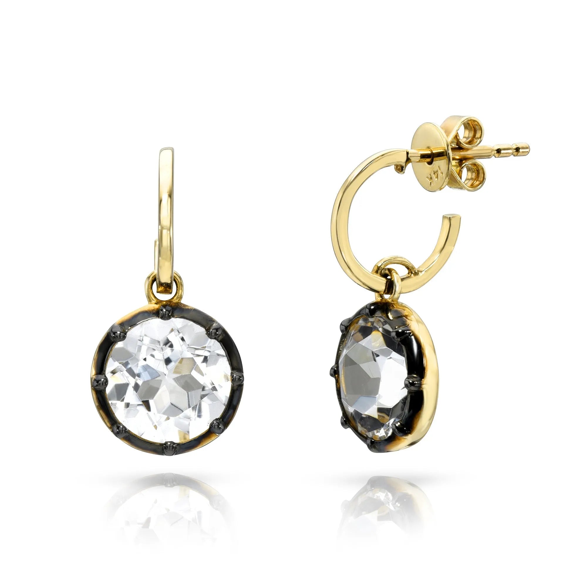 White Topaz Old Mine Charm Studs — Earrings — Mama Bijoux fine jewelry