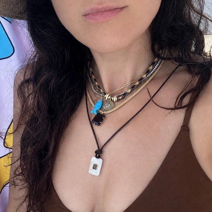 Prehnite & Smoky Quartz Rope Necklace-Necklaces-Mama Bijoux