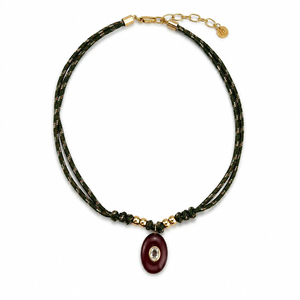 Tiger’s Eye & White Topaz Oval Knotted Rope Necklace-Necklaces-Mama Bijoux