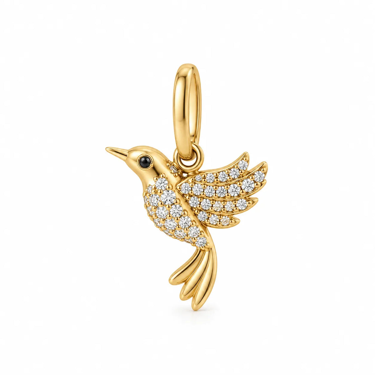 Diamond Pavé Mini Hummingbird Charm — Charms & Pendants — Mama Bijoux fine jewelry