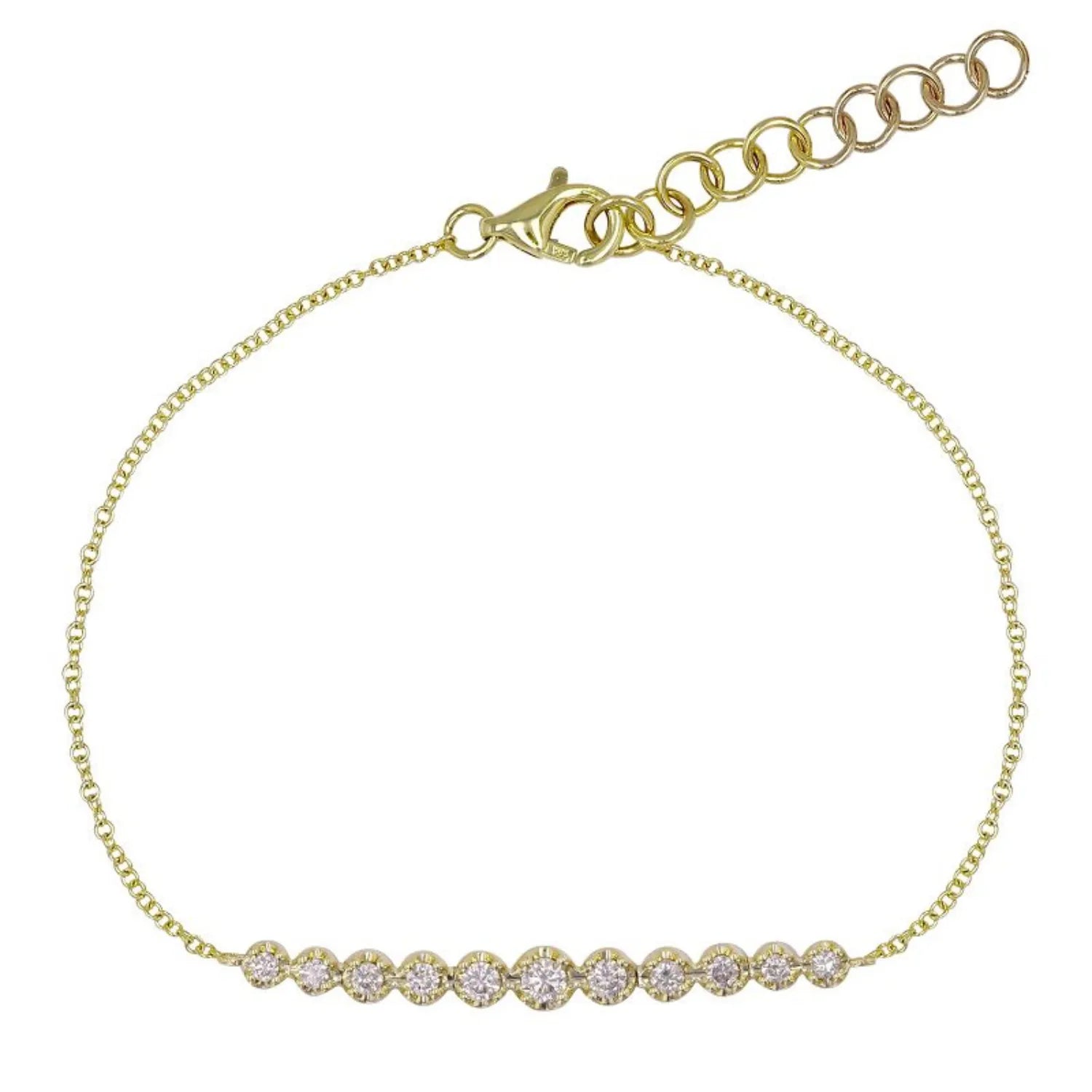 La Princesse diamond bracelet 14k yellow gold 0.23ctw round brilliant diamonds bezel set dainty chain bracelet layering bracelet meaningful jewelry Mama Bijoux Costa Mesa