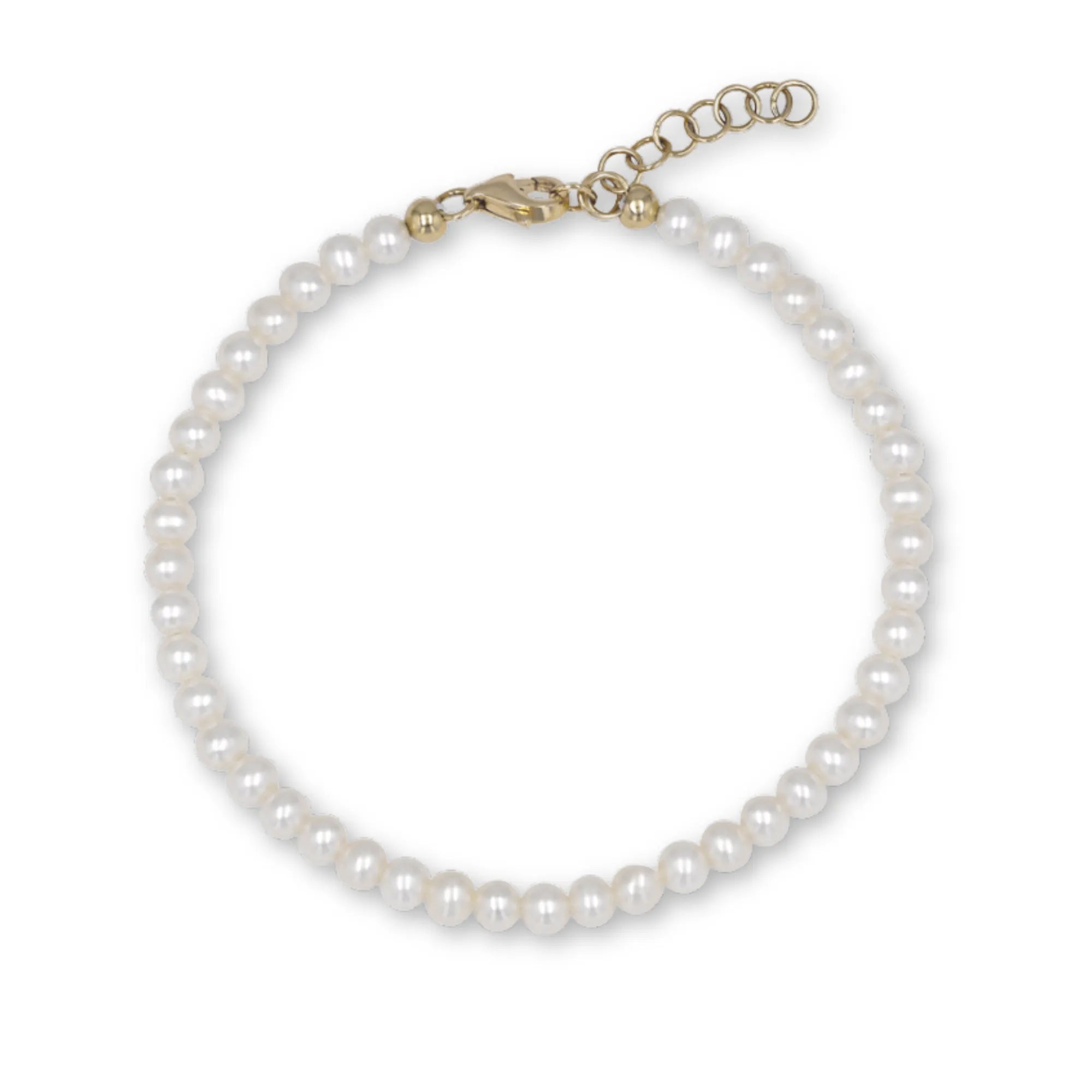 Dainty freshwater pearl bracelet with 14k gold lobster clasp and extender chain, natural pearl bracelet, Mama Bijoux fine jewelry Costa Mesa