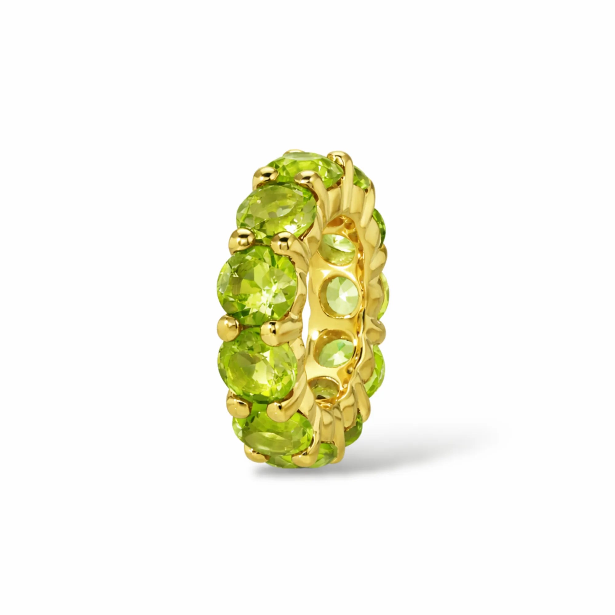 Peridot round birthstone charm bead in 14k yellow gold August birthstone Mama Bijoux Costa Mesa