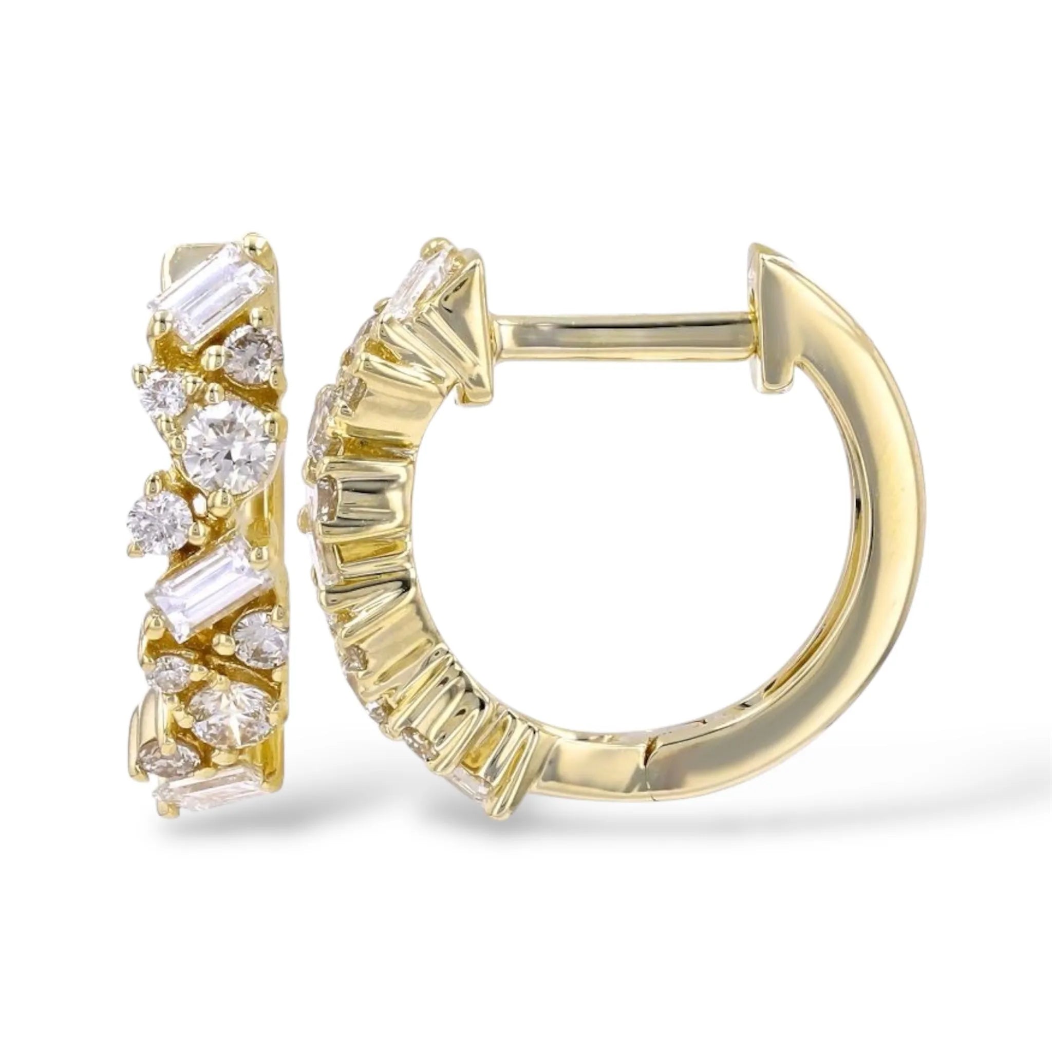 Scattered Multi-Cut Diamond Huggies-Earrings-Mama Bijoux