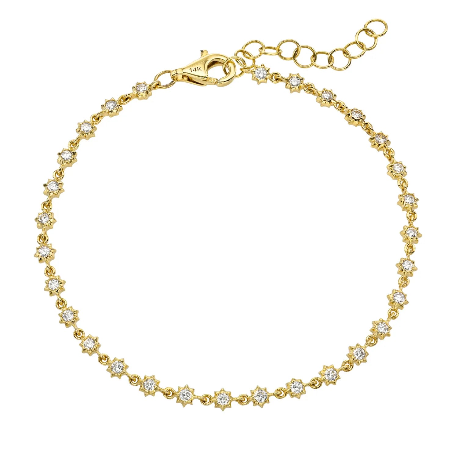 Star set diamond bracelet 14k yellow gold 0.54ctw natural round brilliant diamonds dainty diamond stacking bracelet meaningful jewelry gift anniversary jewelry everyday fine jewelry Mama Bijoux Costa Mesa