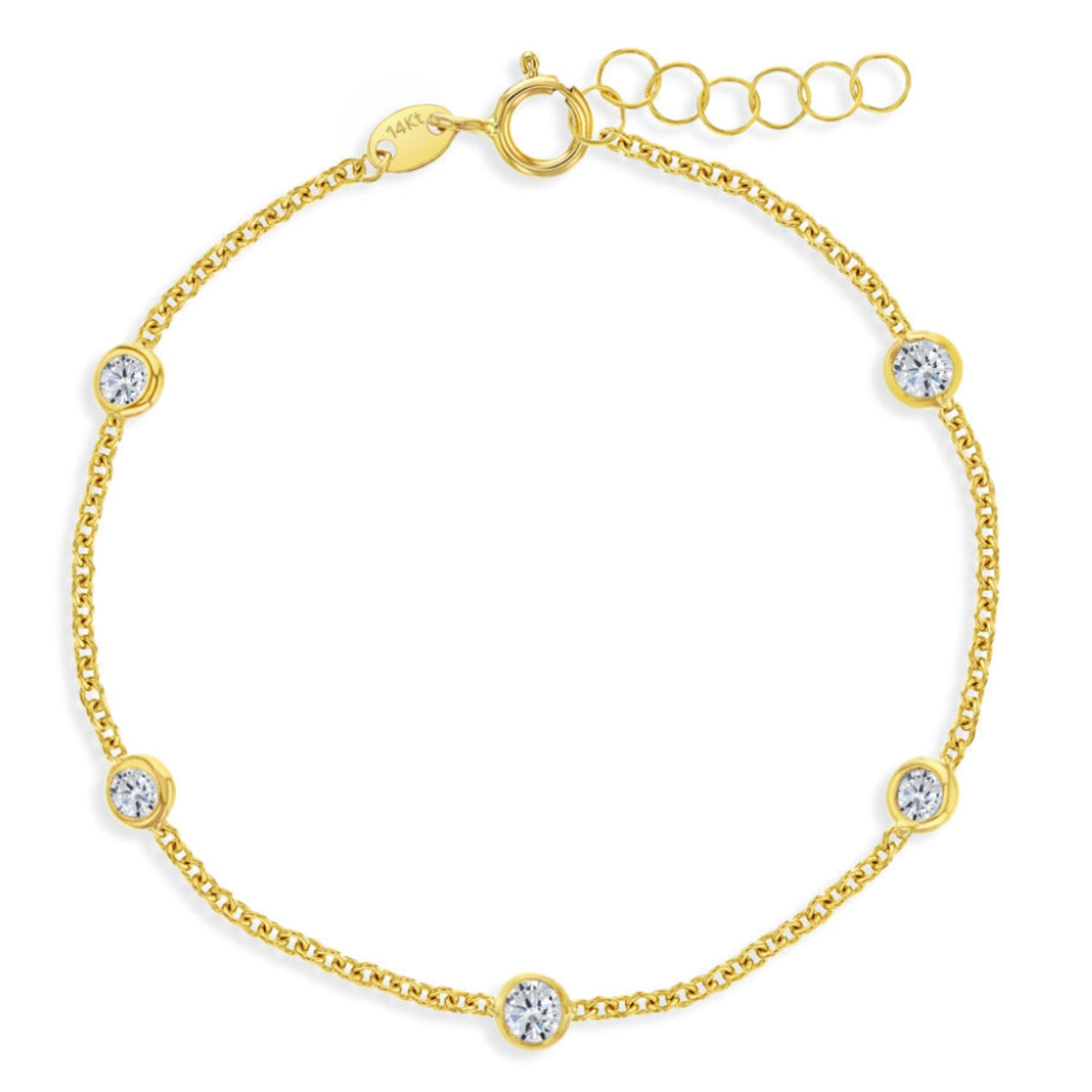 14k Gold & CZ Kids Bezel Bracelet-Bracelets-Mama Bijoux-[14kgold]-[diamonds]-[heirloom_quality]-MamaBijoux