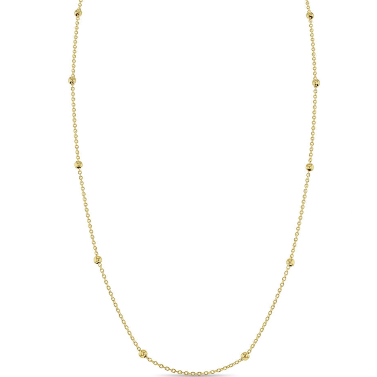 14k Gold Chain & Ball Station Kids Necklace-Necklaces-Mama Bijoux-[14kgold]-[diamonds]-[heirloom_quality]-MamaBijoux