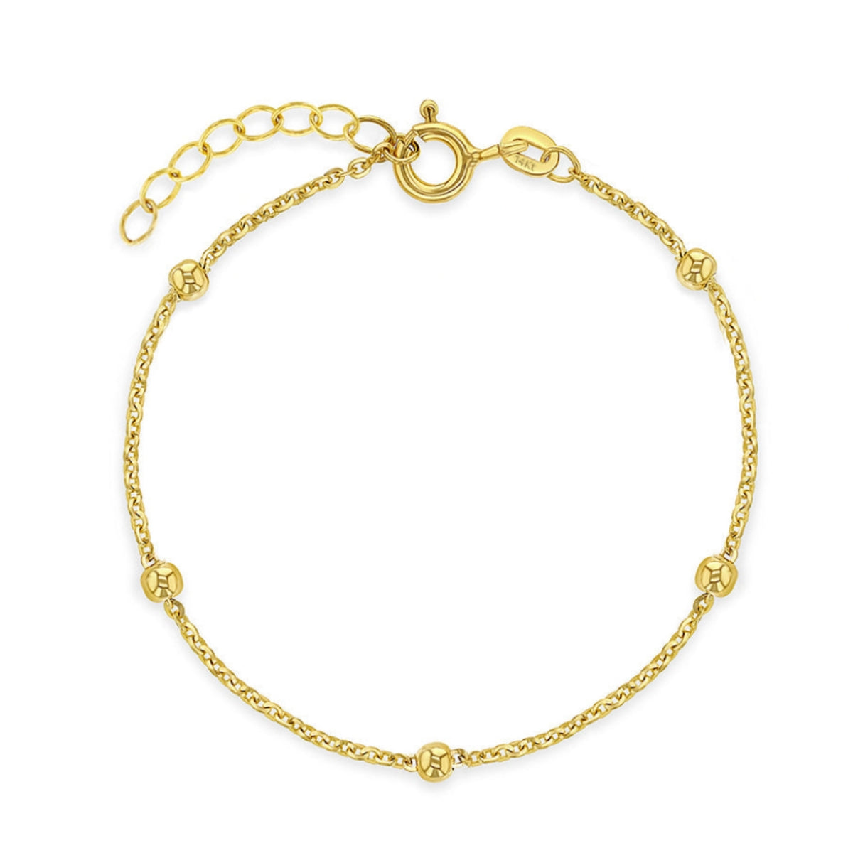 14k Gold Chain & Mini Ball Kids Bracelet-Bracelets-Mama Bijoux-[14kgold]-[diamonds]-[heirloom_quality]-MamaBijoux