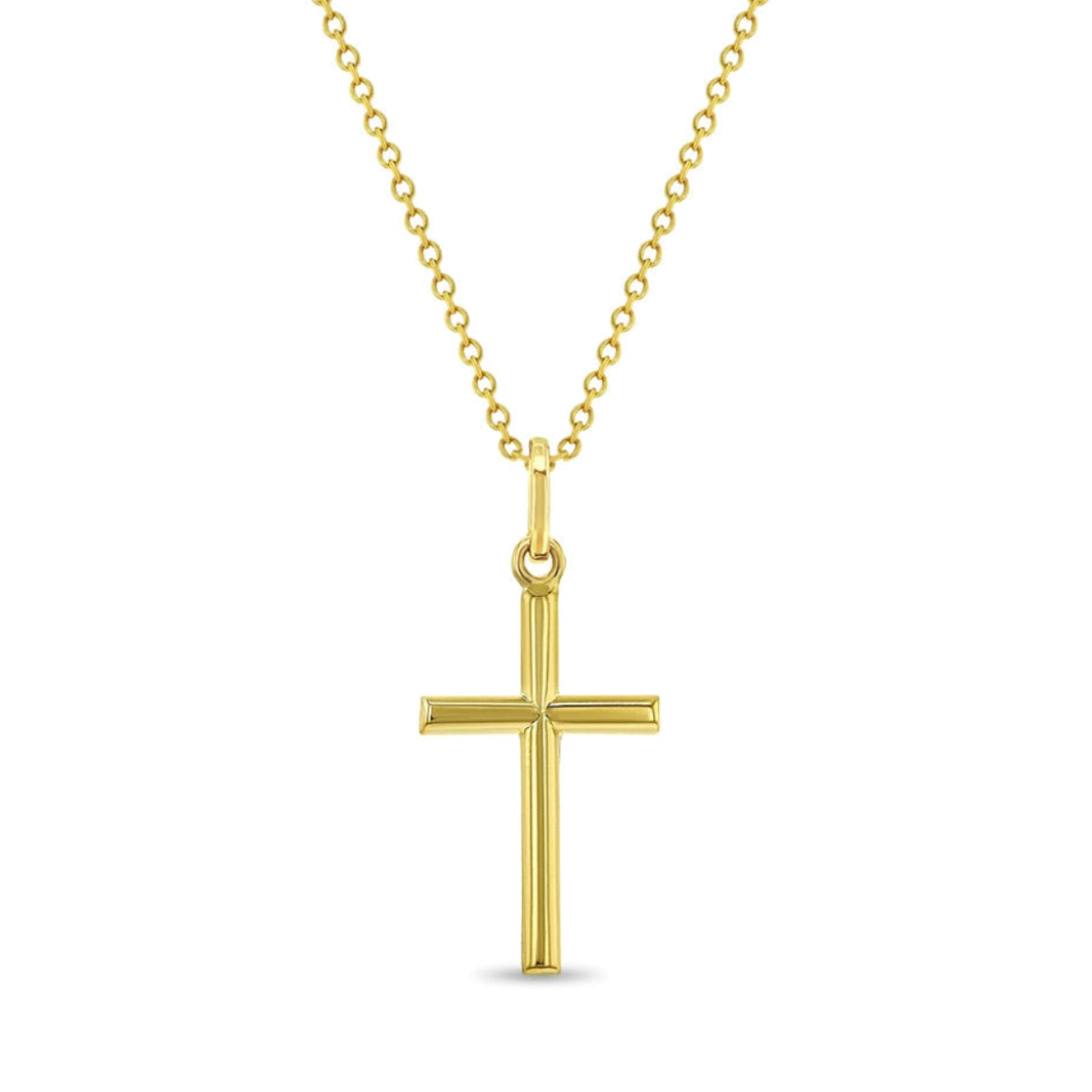 14k Gold Classic Mini Cross Kids Necklace-Necklaces-Mama Bijoux-[14kgold]-[diamonds]-[heirloom_quality]-MamaBijoux