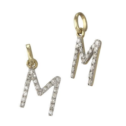 14k Gold & Diamond Initial Charms-Earrings-Mama Bijoux-[14kgold]-[diamonds]-[heirloom_quality]-MamaBijoux