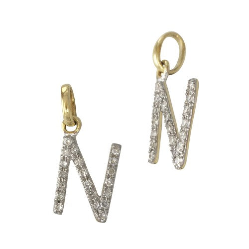 14k Gold & Diamond Initial Charms-Earrings-Mama Bijoux-[14kgold]-[diamonds]-[heirloom_quality]-MamaBijoux