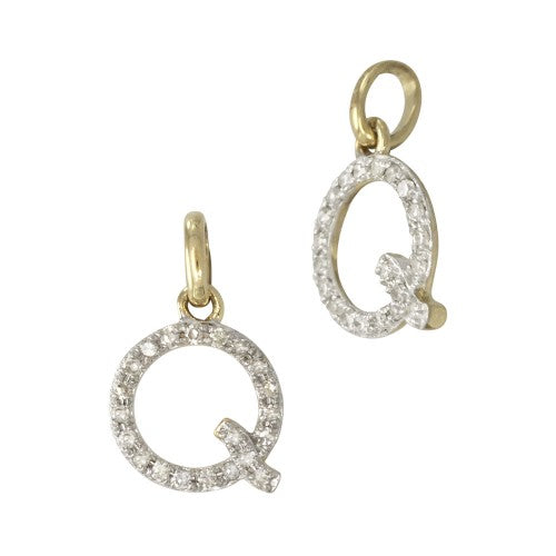 14k Gold & Diamond Initial Charms-Earrings-Mama Bijoux-[14kgold]-[diamonds]-[heirloom_quality]-MamaBijoux