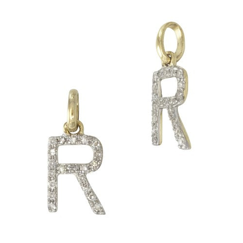 14k Gold & Diamond Initial Charms-Earrings-Mama Bijoux-[14kgold]-[diamonds]-[heirloom_quality]-MamaBijoux