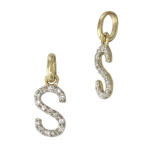 14k Gold & Diamond Initial Charms-Earrings-Mama Bijoux-[14kgold]-[diamonds]-[heirloom_quality]-MamaBijoux