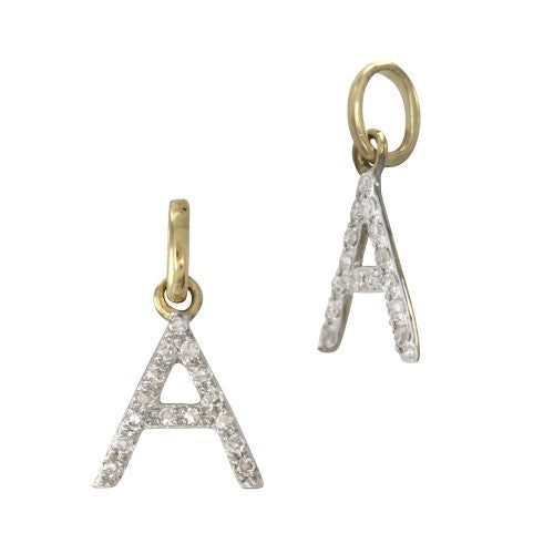 14k Gold & Diamond Initial Charms-Earrings-Mama Bijoux-[14kgold]-[diamonds]-[heirloom_quality]-MamaBijoux