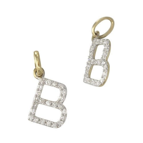 14k Gold & Diamond Initial Charms-Earrings-Mama Bijoux-[14kgold]-[diamonds]-[heirloom_quality]-MamaBijoux