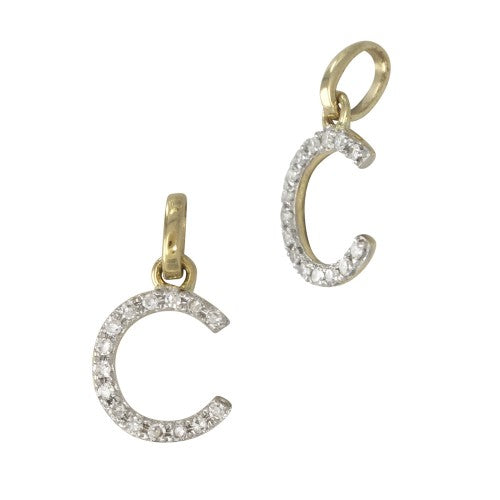 14k Gold & Diamond Initial Charms-Earrings-Mama Bijoux-[14kgold]-[diamonds]-[heirloom_quality]-MamaBijoux