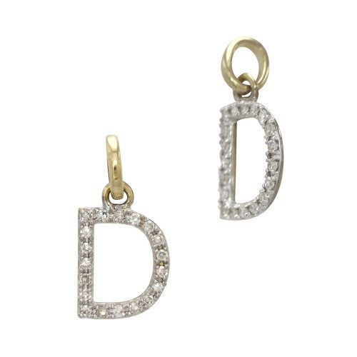 14k Gold & Diamond Initial Charms-Earrings-Mama Bijoux-[14kgold]-[diamonds]-[heirloom_quality]-MamaBijoux