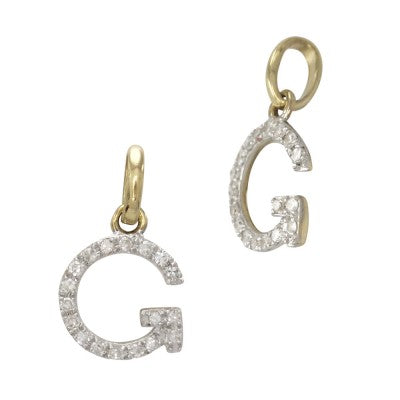 14k Gold & Diamond Initial Charms-Earrings-Mama Bijoux-[14kgold]-[diamonds]-[heirloom_quality]-MamaBijoux