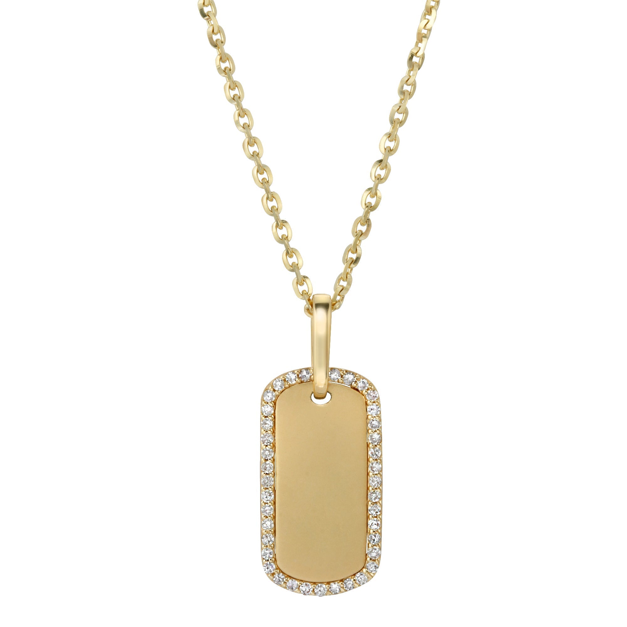 14k Gold & Diamond Rim Dog Tag-Charms & Pendants-Mama Bijoux-[14kgold]-[diamonds]-[heirloom_quality]-MamaBijoux