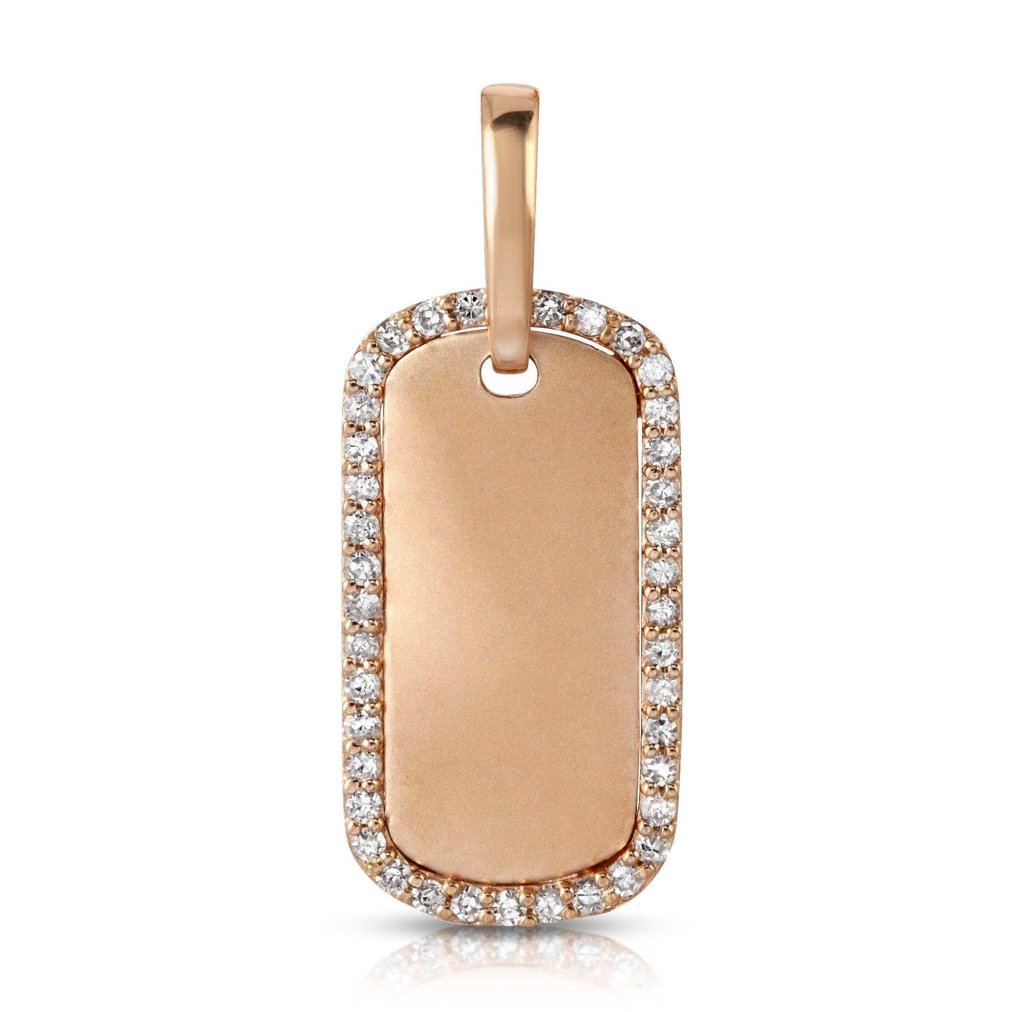 14k Gold & Diamond Rim Dog Tag-Charms & Pendants-Mama Bijoux-[14kgold]-[diamonds]-[heirloom_quality]-MamaBijoux