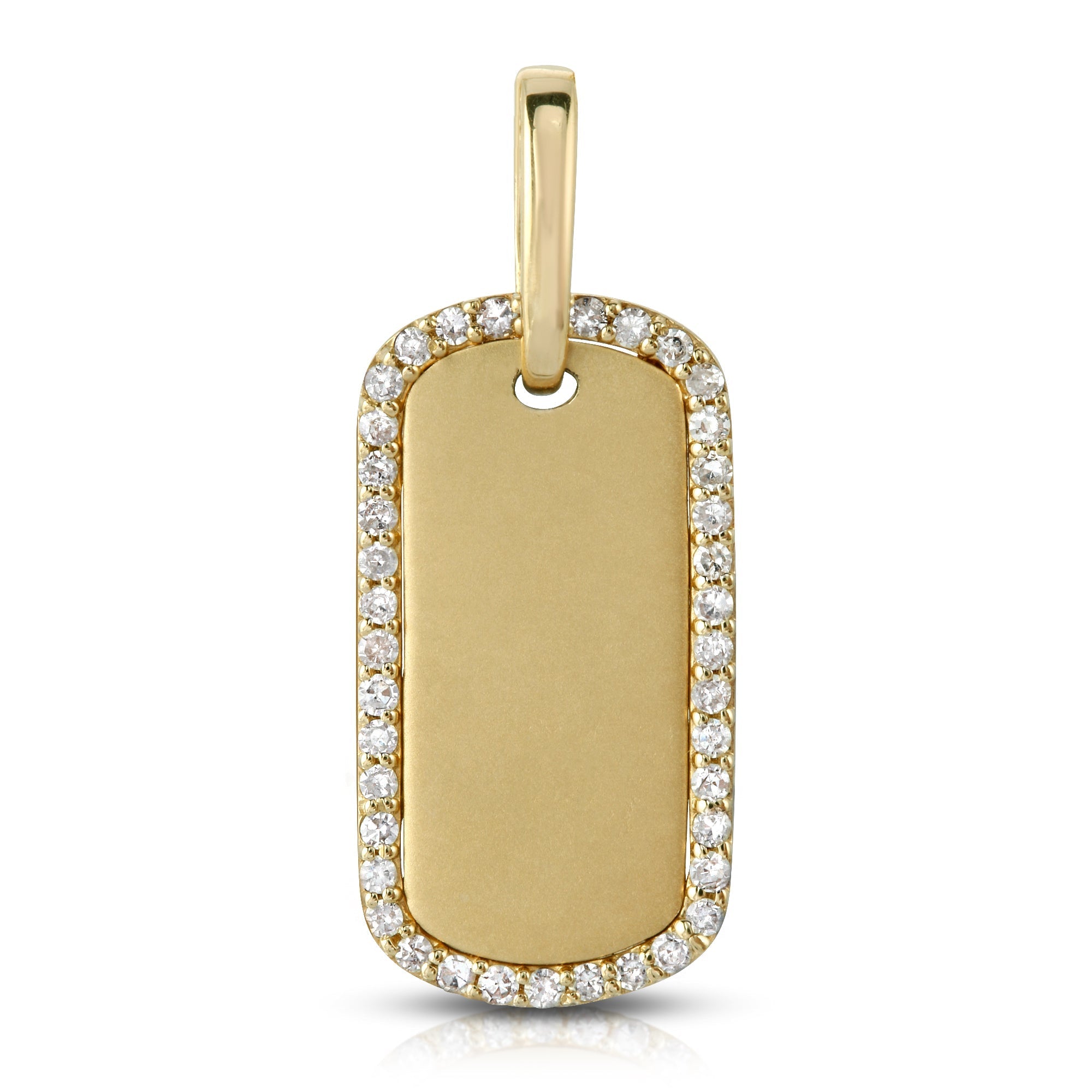 14k Gold & Diamond Rim Dog Tag-Charms & Pendants-Mama Bijoux-[14kgold]-[diamonds]-[heirloom_quality]-MamaBijoux