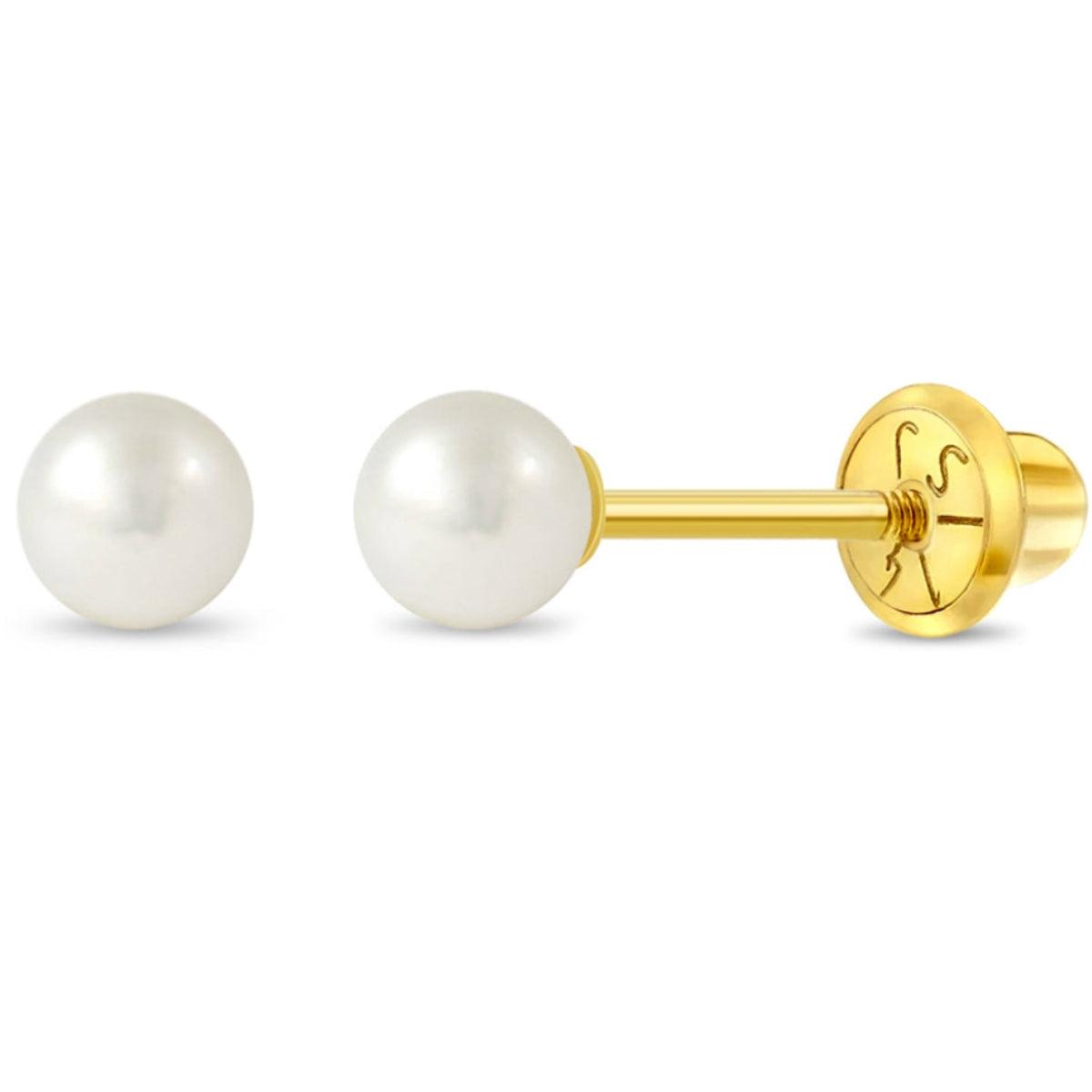 14k Gold Fresh Water Pearl Kids Stud Earrings-Earrings-Mama Bijoux-[14kgold]-[diamonds]-[heirloom_quality]-MamaBijoux