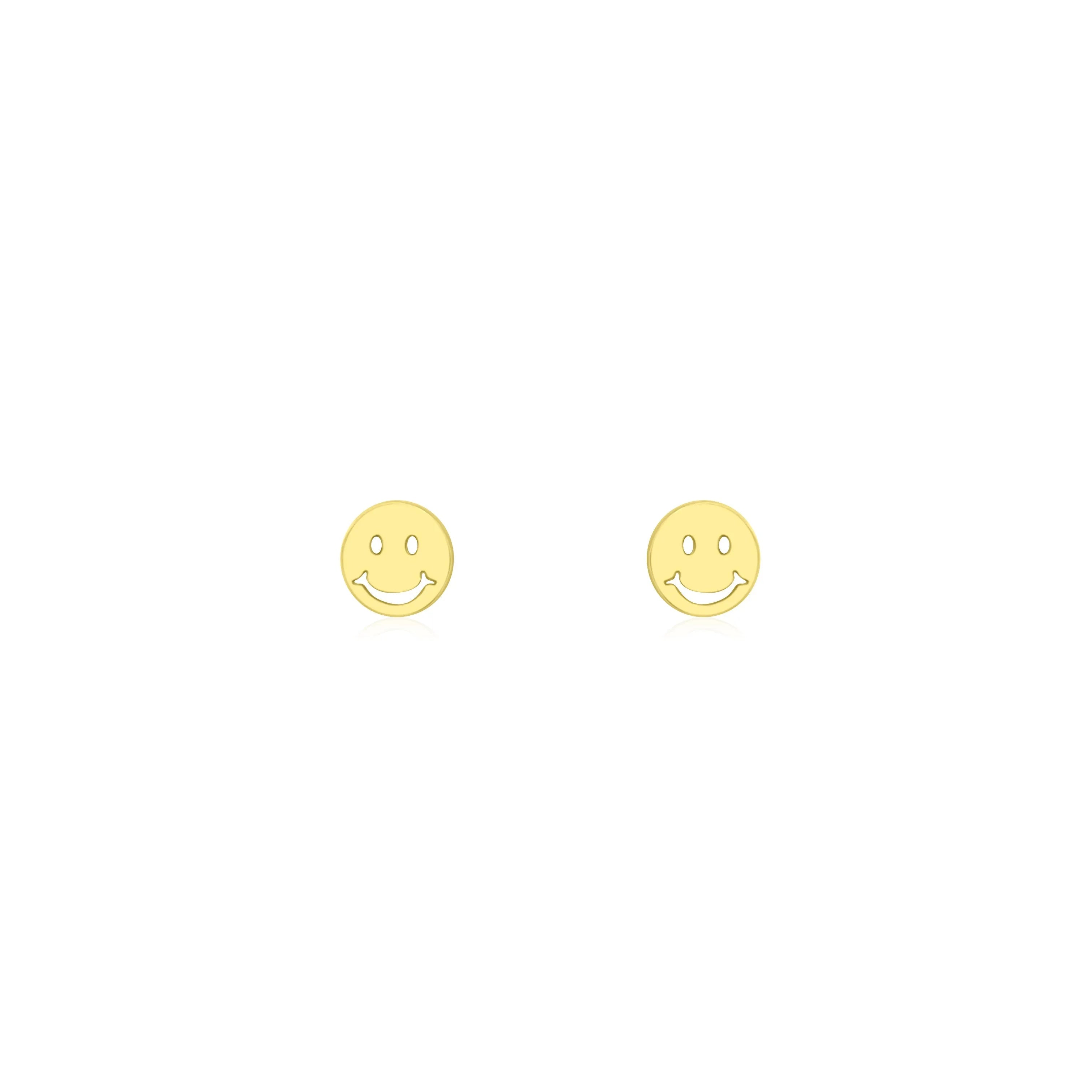 14k Gold Happy Face Studs-Earrings-Mama Bijoux-[14kgold]-[diamonds]-[heirloom_quality]-MamaBijoux