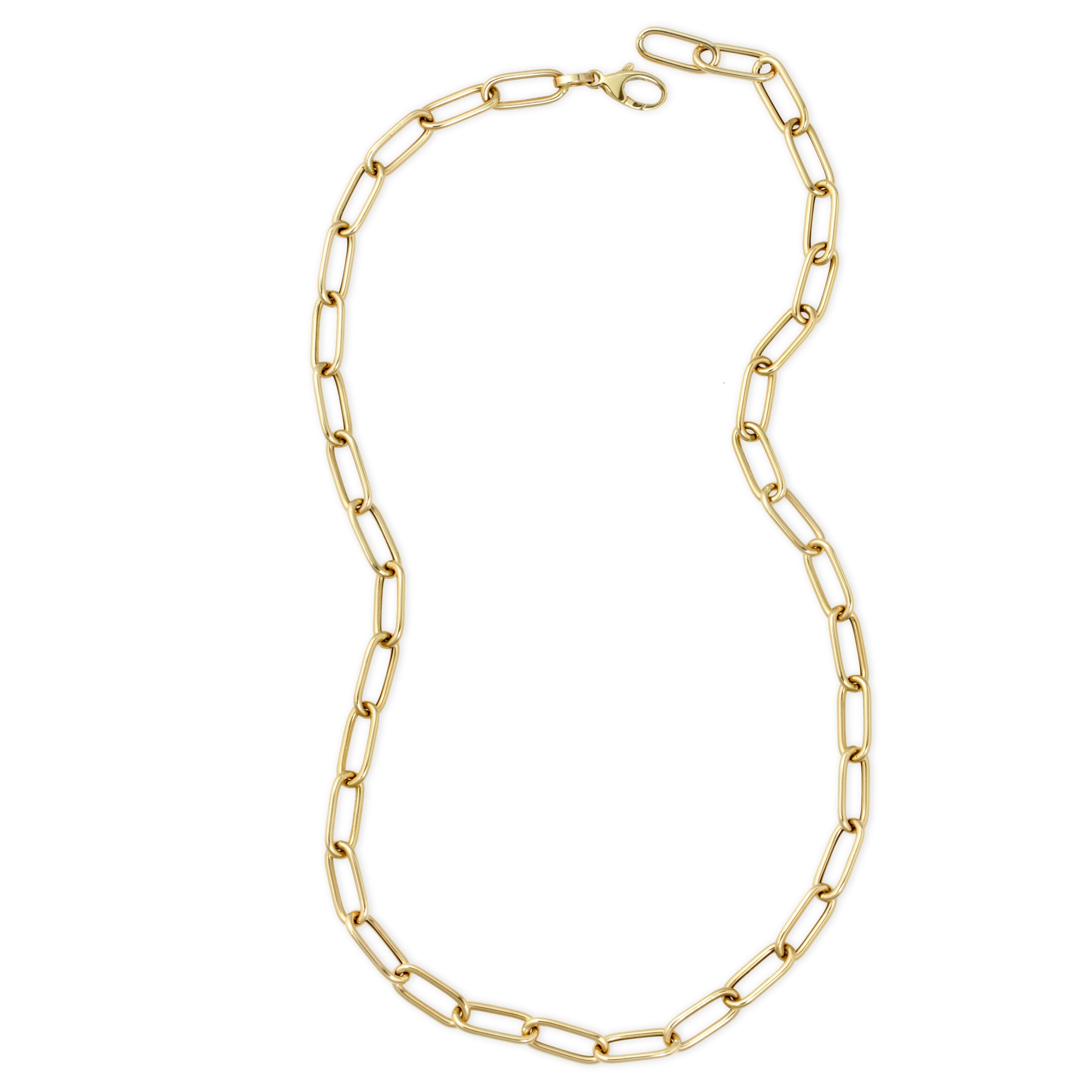 14k Yellow Gold Chunky Rounded Paper Clip Chain Necklace-Necklaces-Mama Bijoux-[14kgold]-[diamonds]-[heirloom_quality]-MamaBijoux