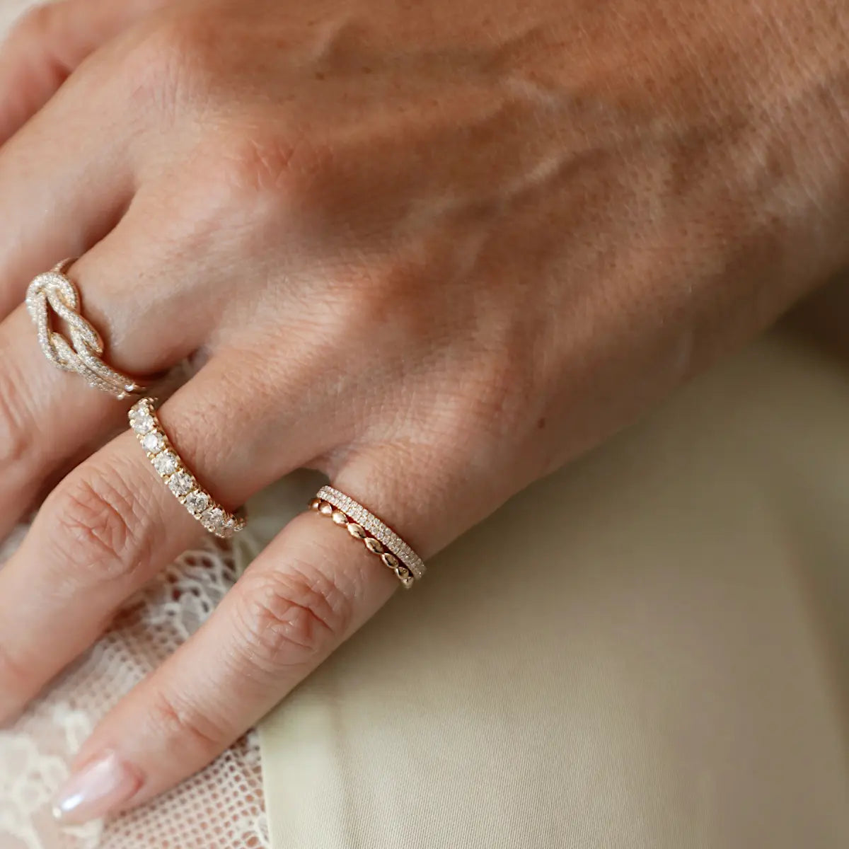 14k Solid Gold Oval Wave Pinky Ring Mama Bijoux 14k yellow gold 