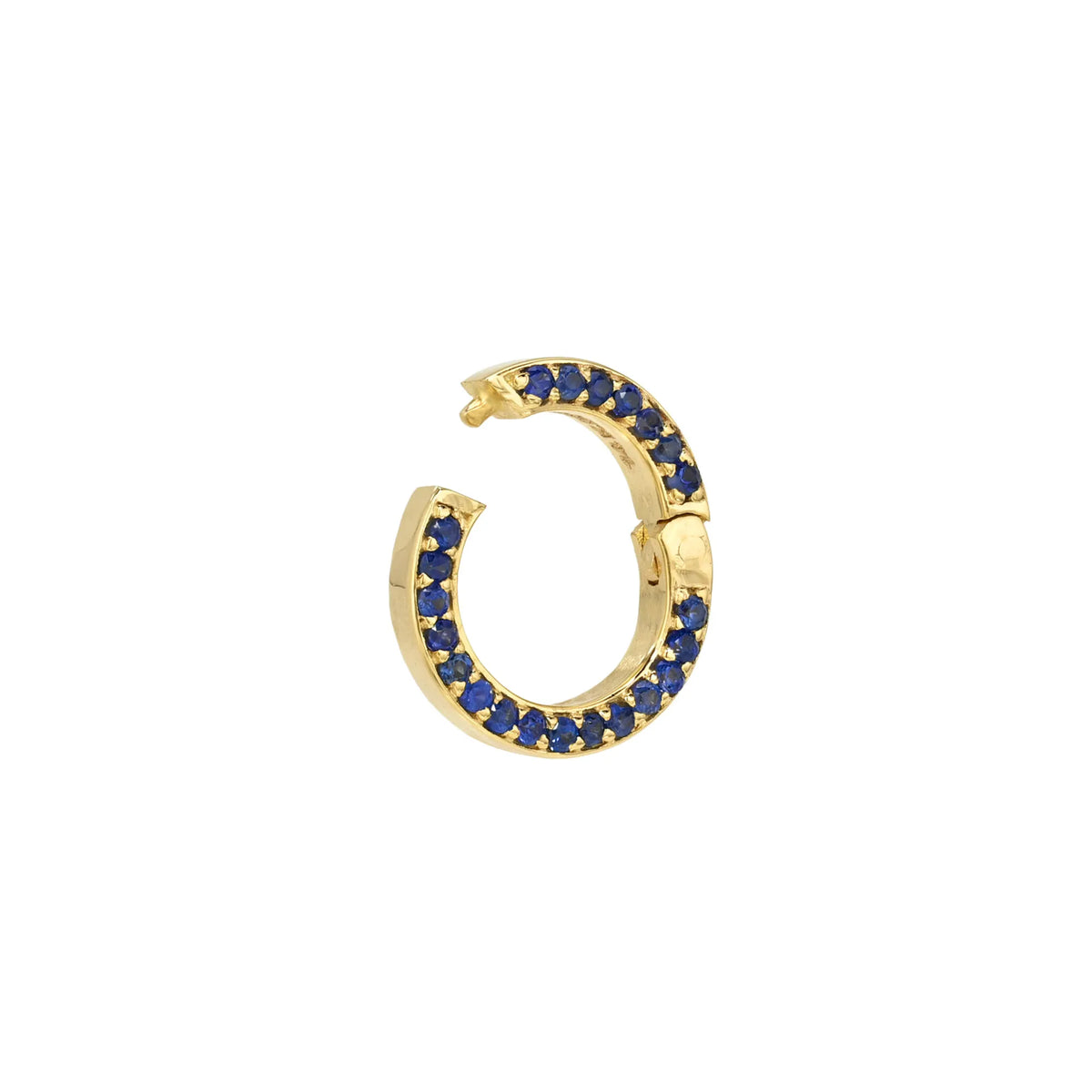 14k yellow gold reversible chain enhancer with dark blue sapphires on one side and diamonds on the reverse, charm connector by Mama Bijoux Costa Mesa