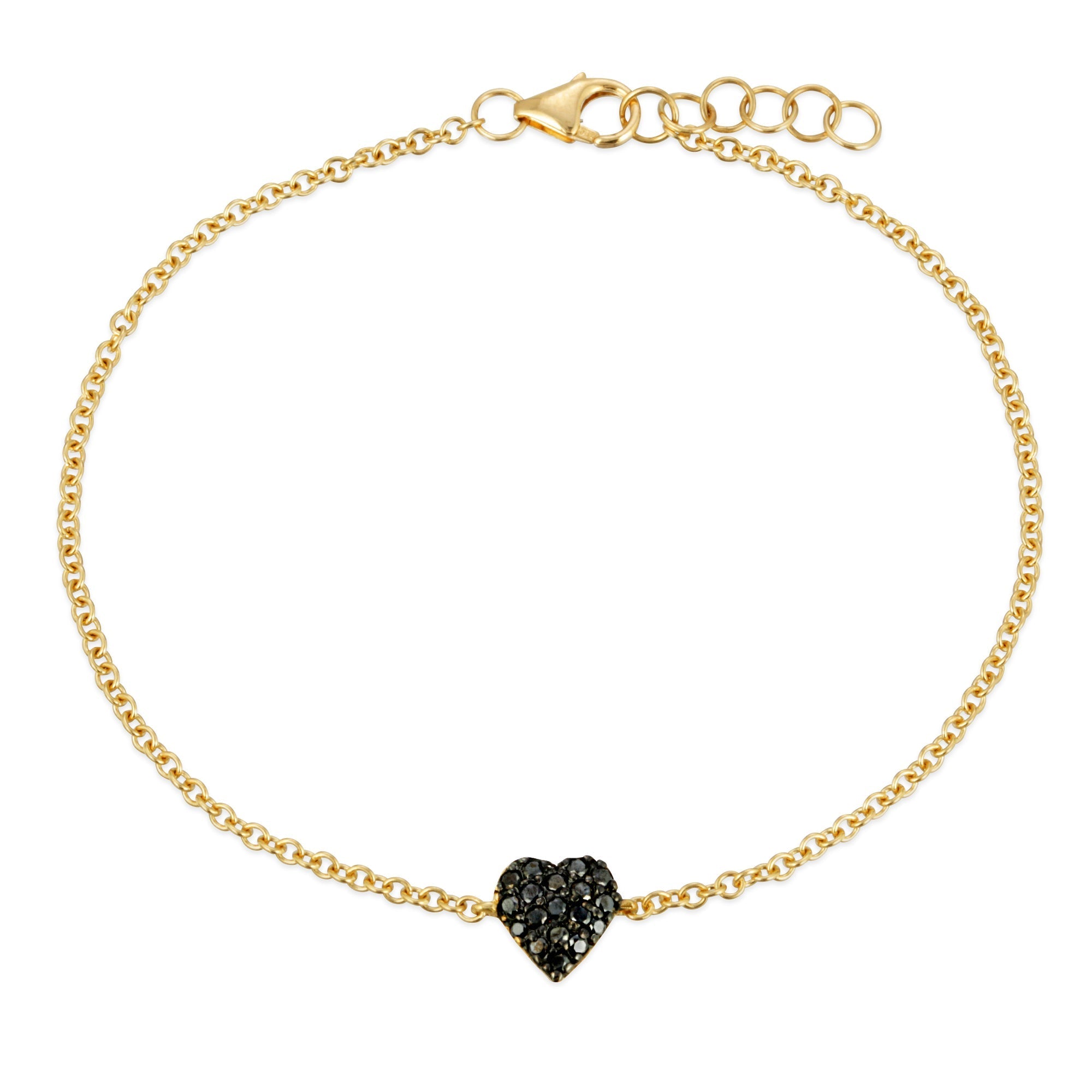 18k Gold & Black Diamond Heart Bracelet (Baby/Child Size)-Bracelets-Mama Bijoux-[14kgold]-[diamonds]-[heirloom_quality]-MamaBijoux