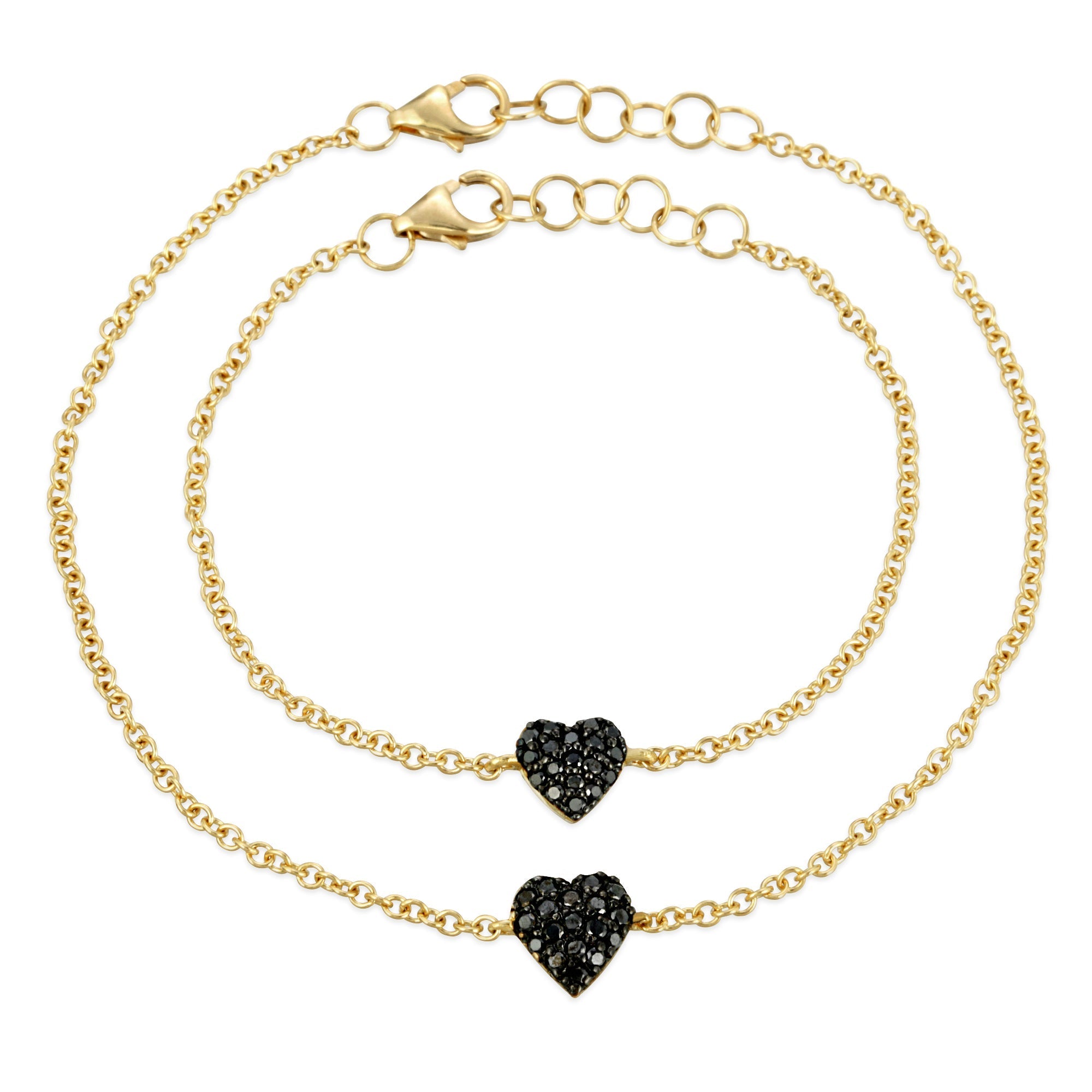 18k Gold & Black Diamond Heart Bracelet (Baby/Child Size)-Bracelets-Mama Bijoux-[14kgold]-[diamonds]-[heirloom_quality]-MamaBijoux