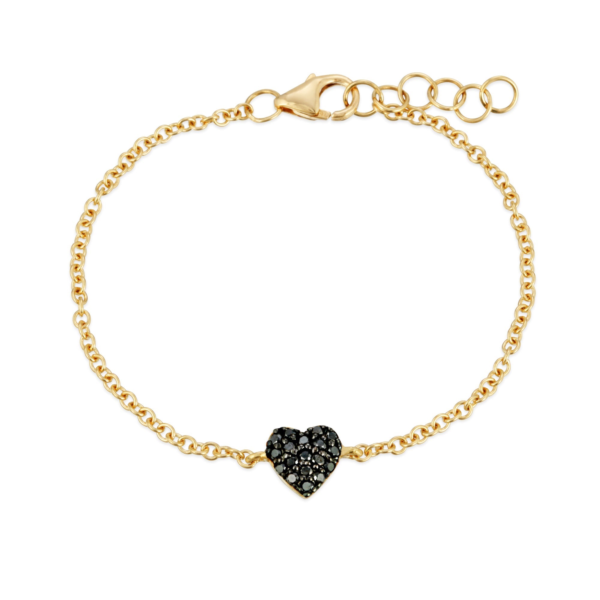 18k Gold & Black Diamond Heart Bracelet (Baby/Child Size)-Bracelets-Mama Bijoux-[14kgold]-[diamonds]-[heirloom_quality]-MamaBijoux