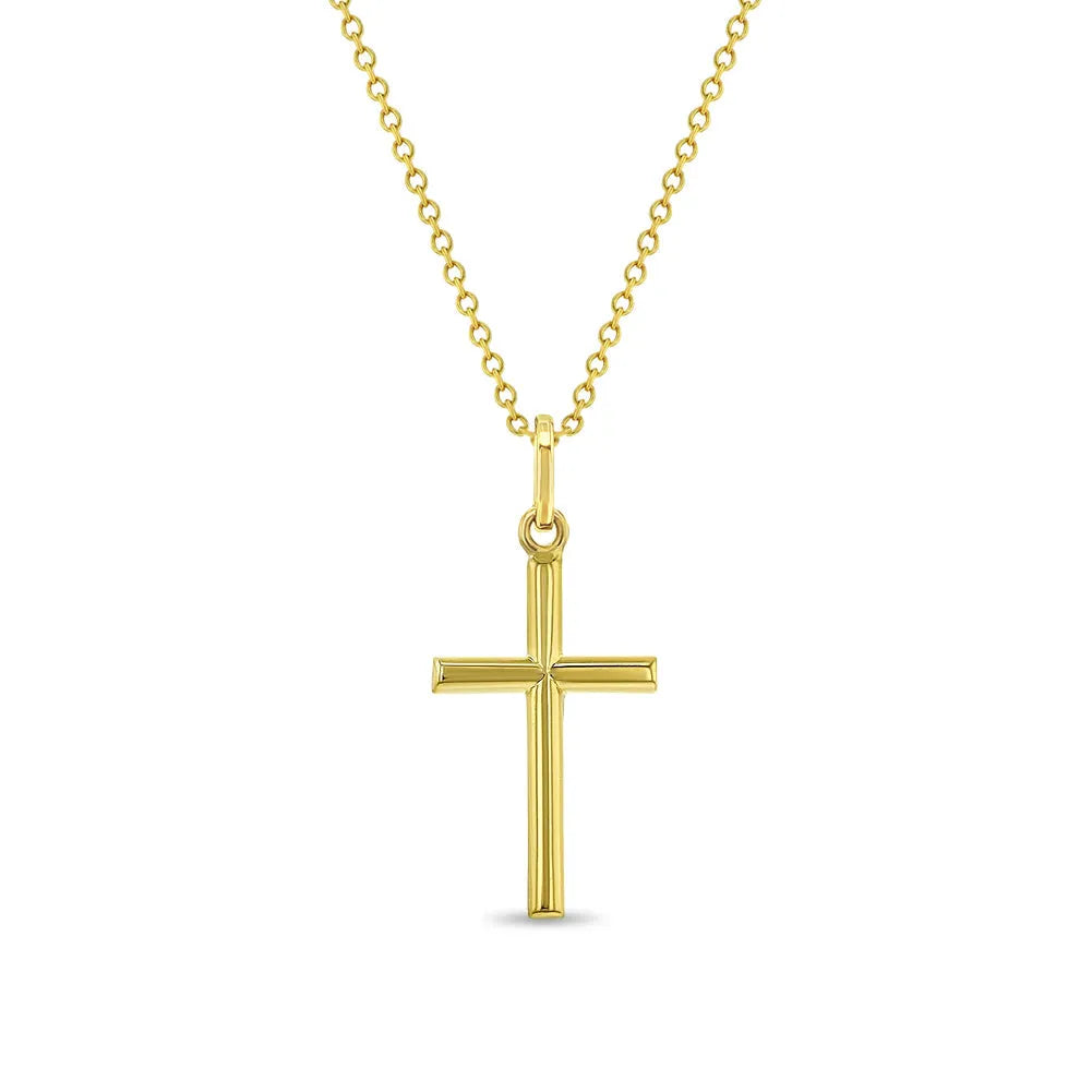 Bijoux Babes: 18K Gold Classic Stick Cross Pendant Necklace-Necklaces-Mama Bijoux