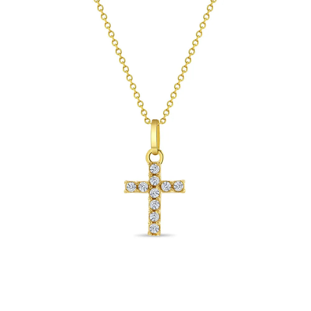 Bijoux Babes: 18K Gold Sparkling Cross Pendant Necklace-Necklaces-Mama Bijoux