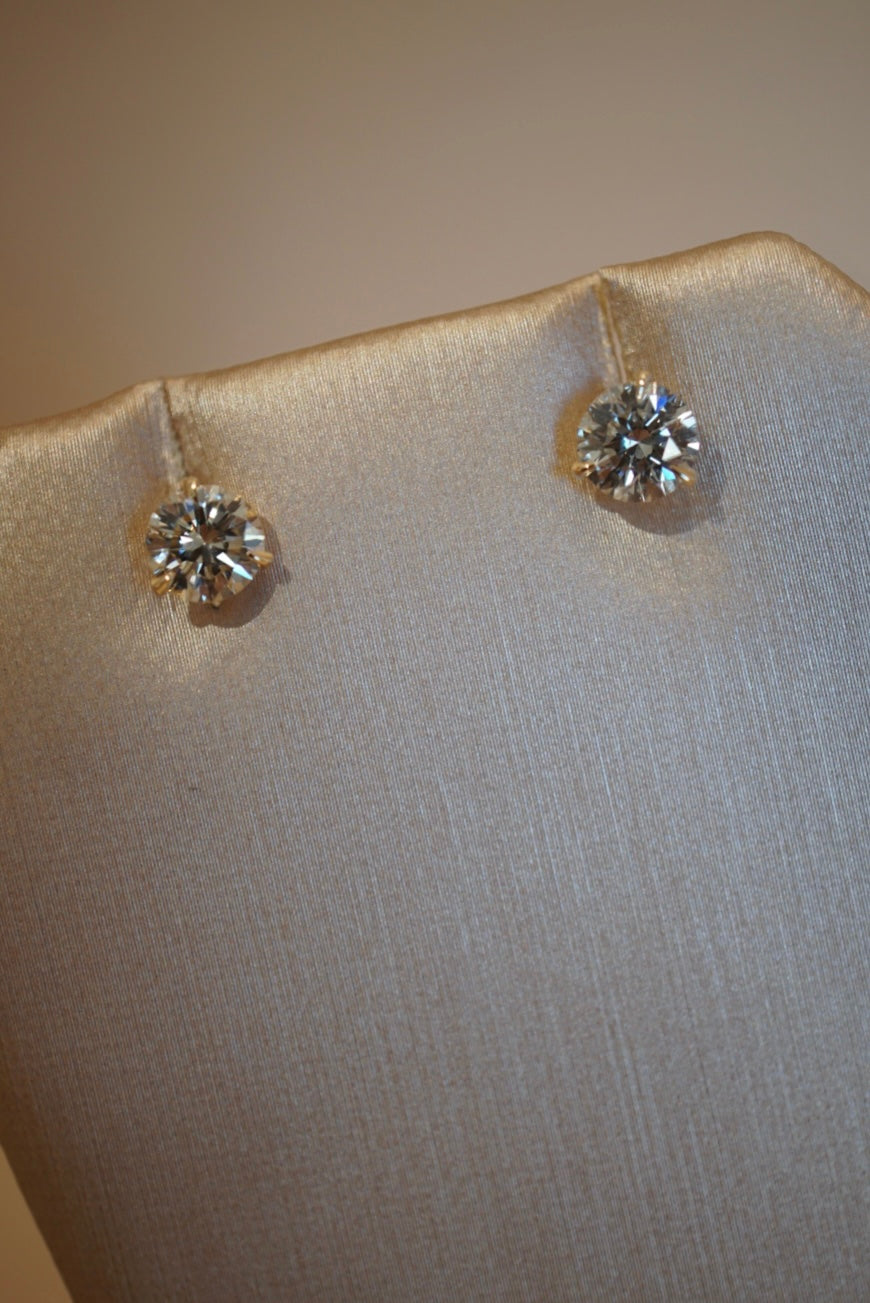 1.52 Total Weight Diamond Stud Earrings-Mama Bijoux-[14kgold]-[diamonds]-[heirloom_quality]-MamaBijoux